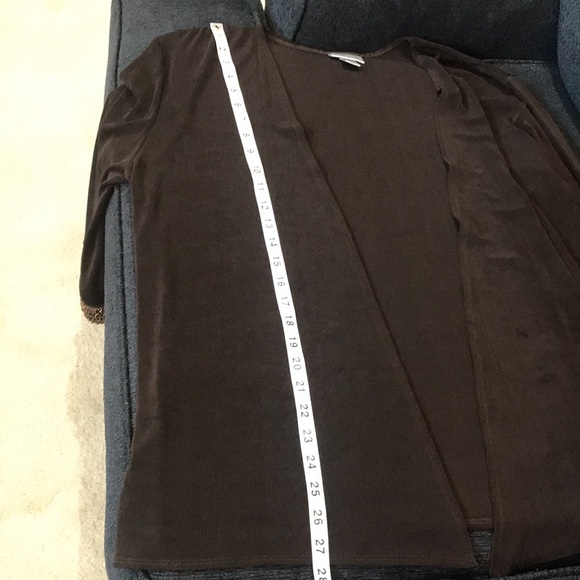 Chicos Travelers Brown Open Front Stretch Knit Cardigan with Beaded Cuffs-Size 2 - Picture 11 of 12